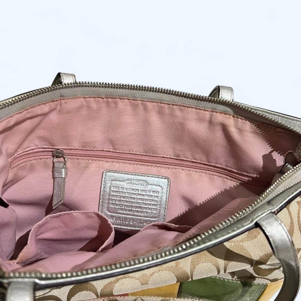 Coach Multicolor Patchwork Stripe Tote - image 8